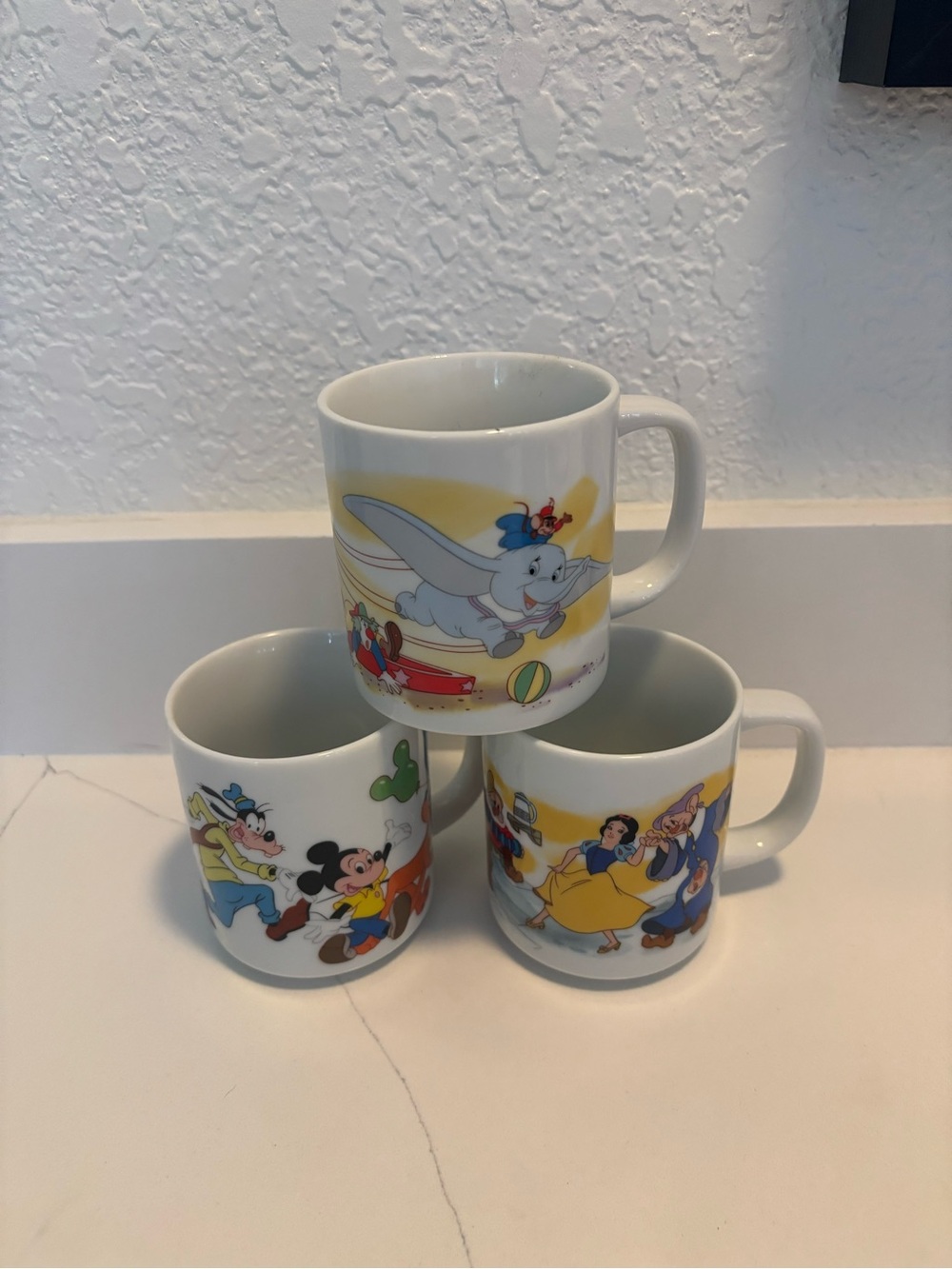 Vintage Disney 3 Mug Set Disneyland Walt Disney World Made in Japan